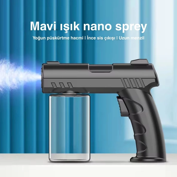 ShopyTech 280 ml Nano Mavi Işıklı Şarjlı Sprey Tabancası Kablosuz Atomizer İnce Sis & 1,1.5 m Menzil USB Şarjlı - Resim 3