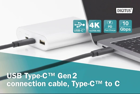 Digitus Ak-300139-010-s 1m Usb Tip-c E/e Gen2,5a, - Resim 4