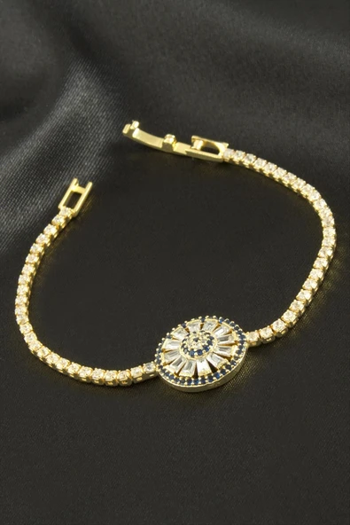 Yuvarlak Zirkon Taşlı Çocuk Bileklik 16 cm - Resim 3