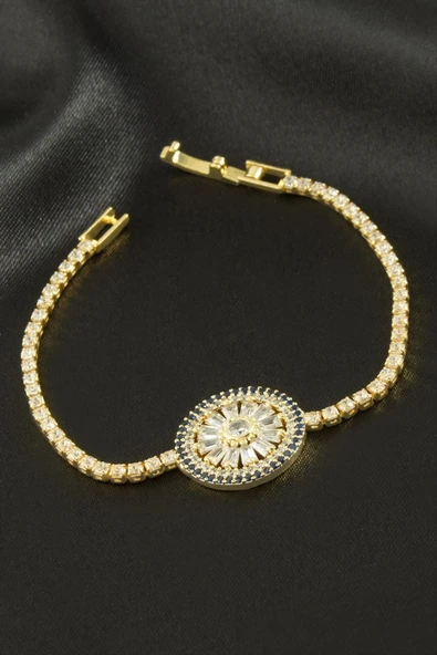 Yuvarlak Zirkon Taşlı Çocuk Bileklik 16 cm - Resim 3