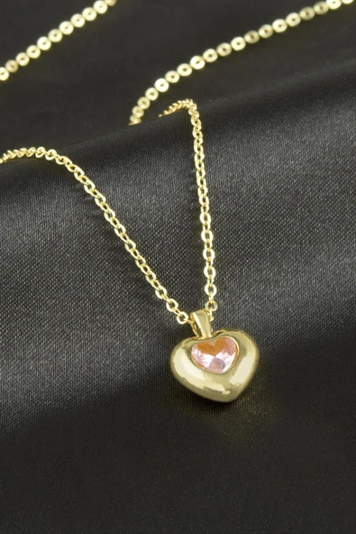 Kalp Taşlı Kolye - Resim 2