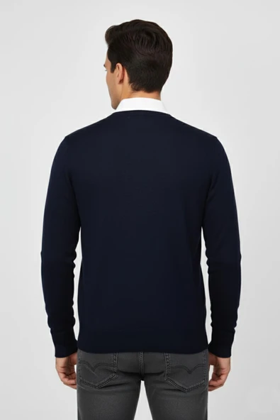 Erkek V Yaka Triko Kazak Çelik Örgü Regular Kalıp BGL-ST04838 - Resim 10