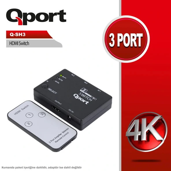 Qport Q-sh3 3 Portlu Hdmı Switch ürün görseli