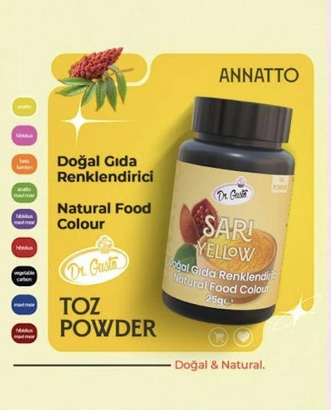 DOĞAL TOZ GIDA  BOYASI DR.GUSTO 25 GR SARI ürün görseli