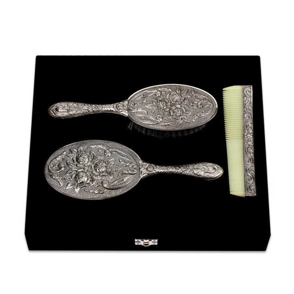 Gümüş Ayna Tarak Fırça Takımı - 3 Parça ürün görseli