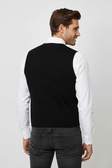 Erkek Spor Düğmeli Yelek Çelik Örgü Regular Kalıp BGL-ST04837 - Resim 6