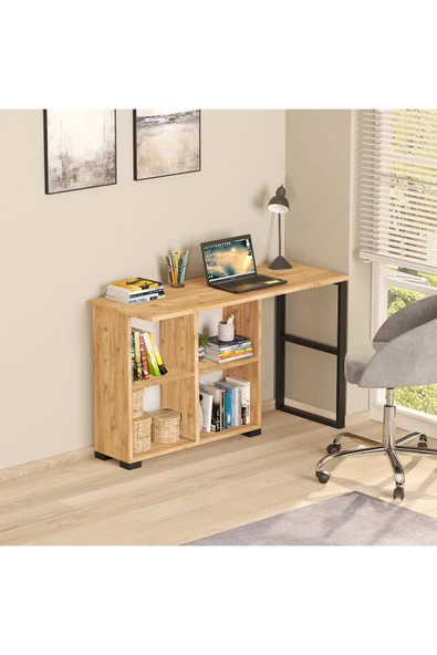Oskar Katlanir L Çalisma Masası-Bilgisayar Masası-ÇİFTYÖNLÜ - Resim 3