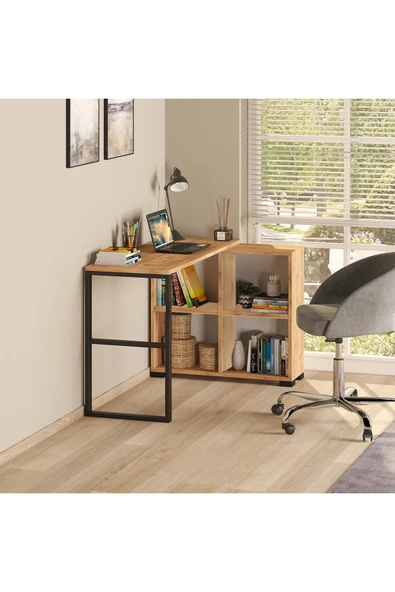 Oskar Katlanir L Çalisma Masası-Bilgisayar Masası-ÇİFTYÖNLÜ ürün görseli 1