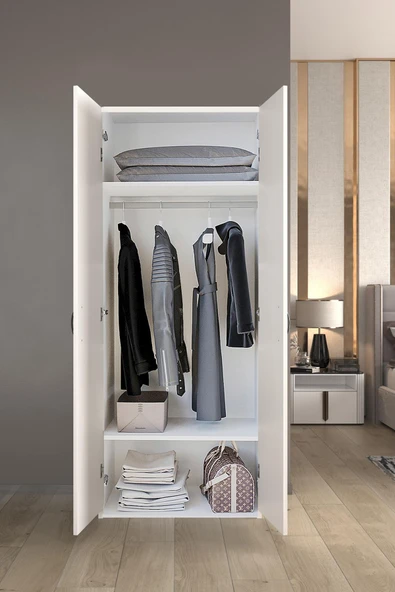 Oskar 2 Kapaklı Elbise Dolabı-2 Kapılı Gardırop - Resim 2