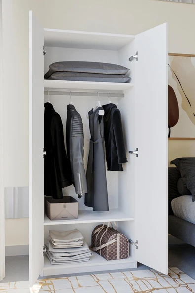 Oskar 2 Kapaklı Elbise Dolabı-2 Kapılı Gardırop - Resim 3