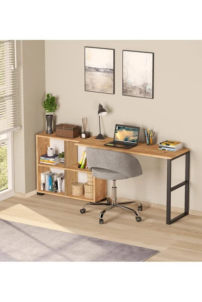 Oskar Katlanir L Çalisma Masası-Bilgisayar Masası-ÇİFTYÖNLÜ - Resim 2