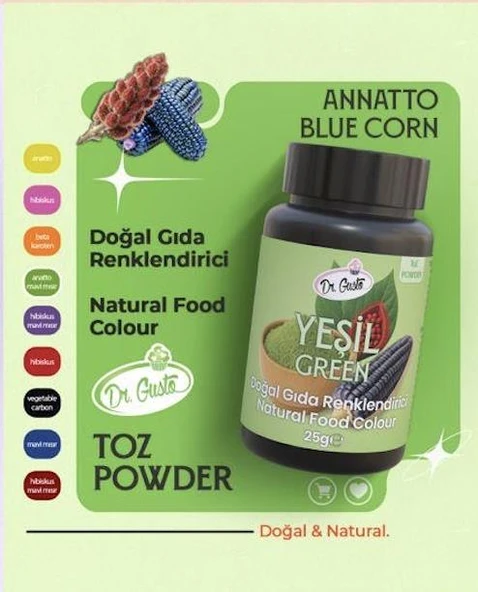 DOĞAL TOZ GIDA  BOYASI DR.GUSTO 25 GR YEŞİL ürün görseli