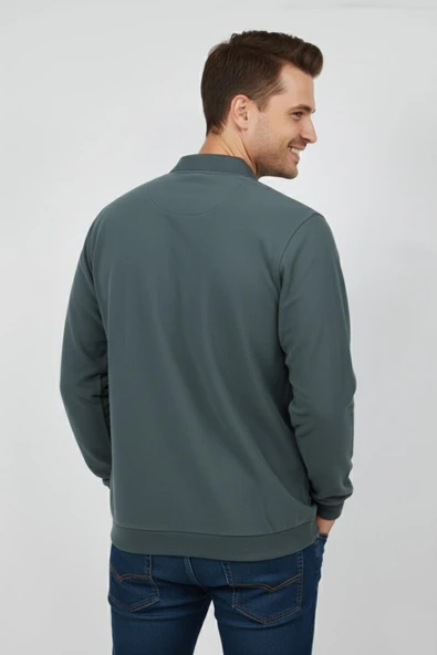 Erkek Polo Yaka Cepli Selanik Sweatshirt Regular Kalıp BGL-ST04923 - Resim 10