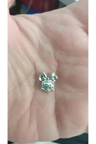 Bileklik İçin 925 Ayar Gümüş Disney Minnie Portresi Gümüş Charm - Resim 3