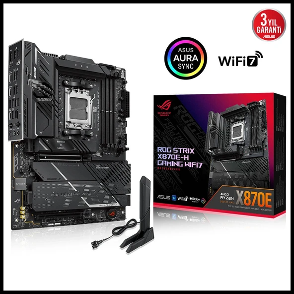 Asus Rog Strıx X870e-h Gamıng Wıfı7, 4xddr5, 4xm.2, Dp, Hdmı, Type-c, Pcıe 5.0, Wi-fi 7, Bluetooth V5.4, Am5 Soket Gamın ürün görseli 1