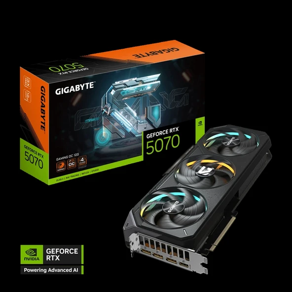 Gıgabyte Gv-n5070gamıng Oc-12gd, Rtx5070, Gamıng Oc, 12gb, Gddr7, 192bıt, 3 Fanlı, 1xhdmı, 3xdp, Rgb Gamıng Ekran Kartı ürün görseli