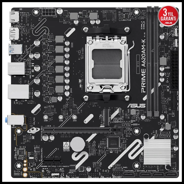 Asus Prıme A620am-k, 2xddr5, 1x M.2, Dp, Hdmı, Am5 Soket Anakart - Resim 2