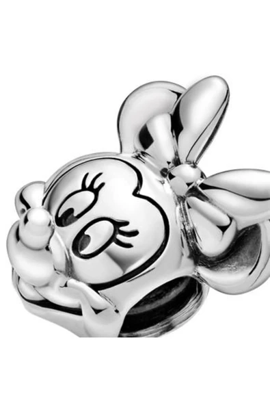 Bileklik İçin 925 Ayar Gümüş Disney Minnie Portresi Gümüş Charm - Resim 6