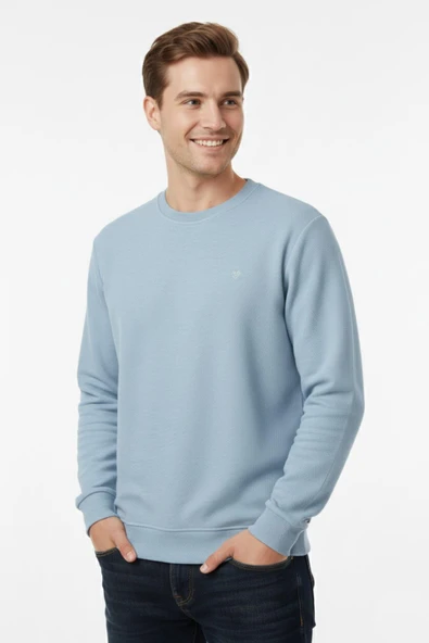 Erkek Sıfır Yaka Selanik Sweatshirt Regular Kalıp BGL-ST04926 - Resim 9