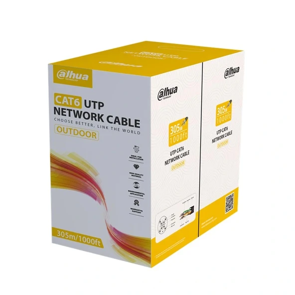 Dahua Dh-pfm920-6un U/utp 305 Metre 24awg %100 Bakır Pe Dış Ortam Outdoor Siyah Renk Cat6 Kablo ürün görseli