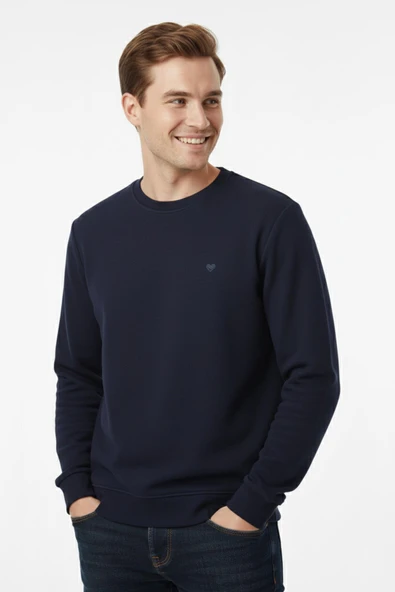 Erkek Sıfır Yaka Selanik Sweatshirt Regular Kalıp BGL-ST04926 - Resim 8