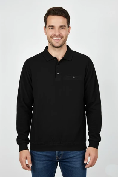Erkek Polo Yaka Cepli Selanik Sweatshirt Regular Kalıp BGL-ST04923 ürün görseli