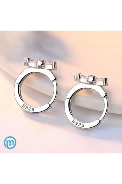 925 Ayar Kristal Taşlı Çiçek Tasarım Gümüş Küpe - Resim 5