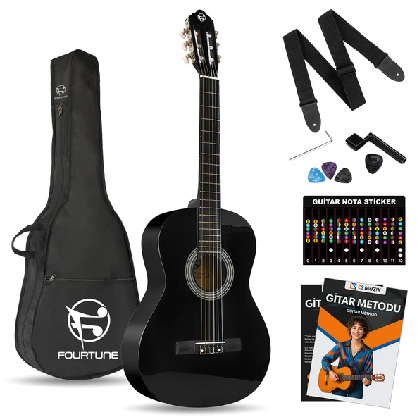 Fourtune Luca C-180BK Siyah Klasik Gitar Seti 4/4 Sap Ayarlı ürün görseli