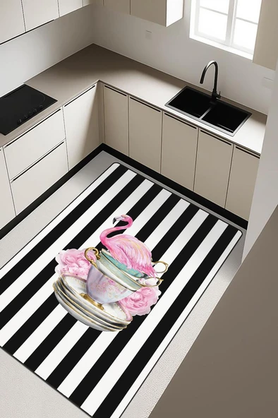 Parlak Kadife Kumaş Dijital Baskı Dot Kaymaz Tabanlı Mutfak Halısı H0043 RENKLİ 80 X 200 ürün görseli 1