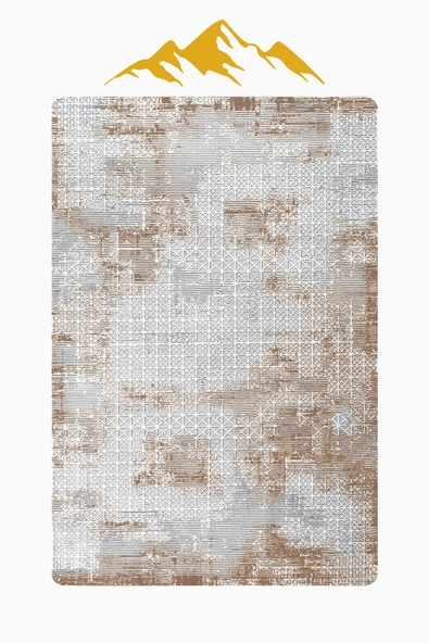 Parlak Kadife Kumaş Dijital Baskı Eskitme Desenli Dot Kaymaz Tabanlı Halı H1110 RENKLİ 80 X 200 - Resim 3