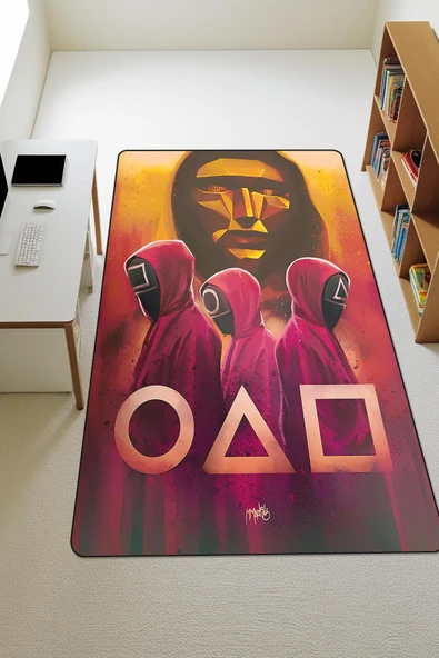 Parlak Kadife Kumaş Dijital Baskı Dot Kaymaz Tabanlı Çocuk ve Genç Odası Halısı H0536 RENKLİ 120 X 180 ürün görseli