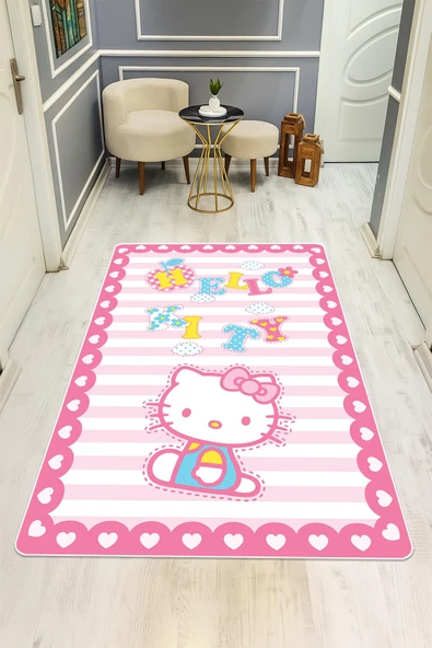 Parlak Kadife Kumaş Dijital Baskı Dot Kaymaz Tabanlı Çocuk ve Genç Odası Halısı H0598 RENKLİ 100 X 300 - Resim 2