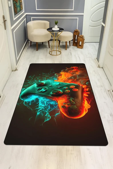 Parlak Kadife Kumaş Dijital Baskı Dot Kaymaz Tabanlı Çocuk ve Genç Odası Halısı H0510 RENKLİ 140 X 200 - Resim 2