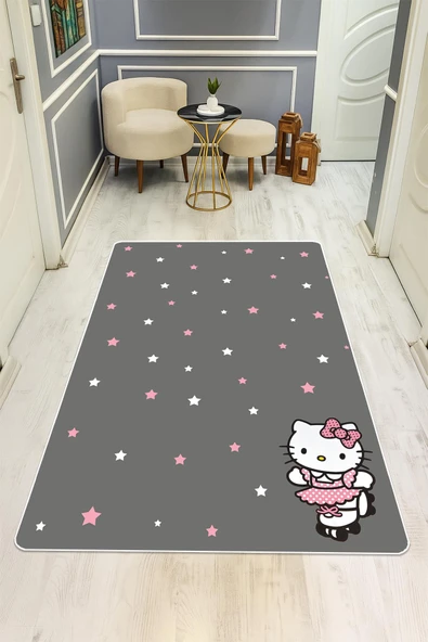 Parlak Kadife Kumaş Dijital Baskı Dot Kaymaz Tabanlı Çocuk ve Genç Odası Halısı H0595 RENKLİ 80 X 300 - Resim 2