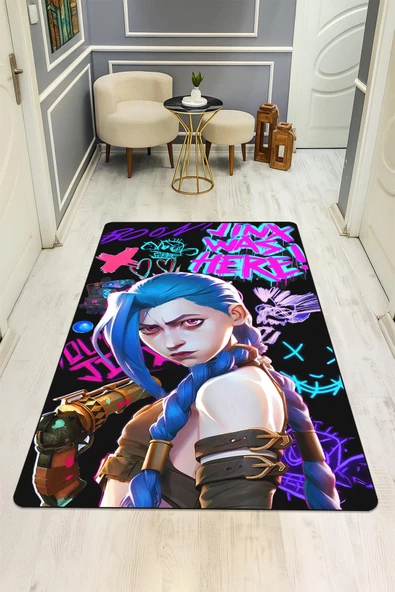 Parlak Kadife Kumaş Dijital Baskı Dot Kaymaz Tabanlı Çocuk ve Genç Odası Halısı H0475 RENKLİ 160 X 230 - Resim 2