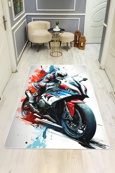 Parlak Kadife Kumaş Dijital Baskı Dot Kaymaz Tabanlı Çocuk ve Genç Odası Halısı H0668 RENKLİ 80 X 200 - Resim 2