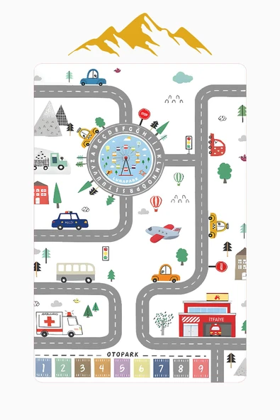 Parlak Kadife Kumaş Dijital Baskı Dot Kaymaz Tabanlı Çocuk ve Genç Odası Halısı H0733 RENKLİ 200 X 300 - Resim 3