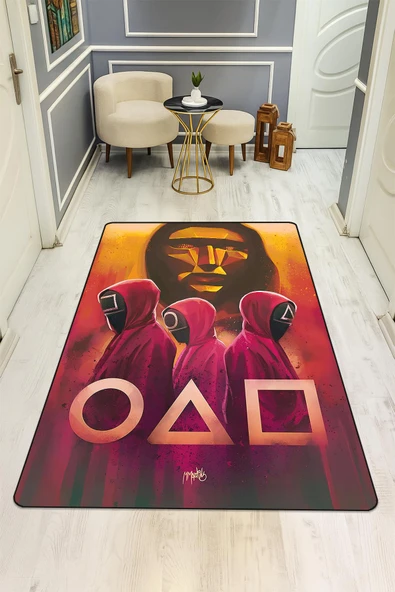 Parlak Kadife Kumaş Dijital Baskı Dot Kaymaz Tabanlı Çocuk ve Genç Odası Halısı H0536 RENKLİ 140 X 200 - Resim 2