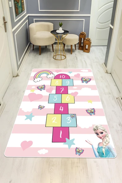 Parlak Kadife Kumaş Dijital Baskı Dot Kaymaz Tabanlı Çocuk ve Genç Odası Halısı H0971 RENKLİ 160 X 230 - Resim 2