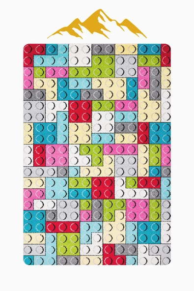 Parlak Kadife Kumaş Dijital Baskı Dot Kaymaz Tabanlı Çocuk ve Genç Odası Halısı H1135 RENKLİ 80 X 150 - Resim 3