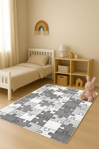 Parlak Kadife Kumaş Dijital Baskı Dot Kaymaz Tabanlı Çocuk ve Genç Odası Halısı H1137 RENKLİ 80 X 200 ürün görseli