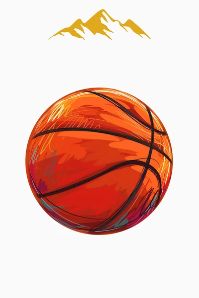 Basket Topu Desenli Yuvarlak Dijital Baskı Kaymaz Tabanlı Çocuk ve Genç Odası Halısı H0385 Renkli 200 X 200 - Resim 3