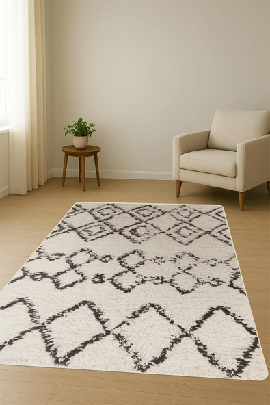 Parlak Parlak Kadife Kumaş Dijital Baskı Etnik Desenli Dot Kaymaz Tabanlı Halı Kumaş Dijital Baskı Dot Kaymaz Tabanlı Mutfak Halısı H0010 RENKLİ 80 X 150 - Resim 2