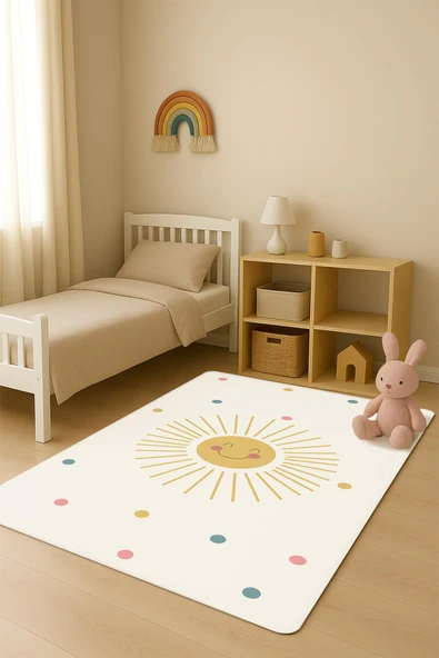 Parlak Kadife Kumaş Dijital Baskı Dot Kaymaz Tabanlı Çocuk ve Genç Odası Halısı H0626 RENKLİ 100 X 300 ürün görseli