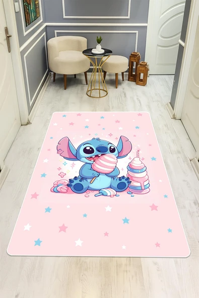 Parlak Kadife Kumaş Dijital Baskı Dot Kaymaz Tabanlı Çocuk ve Genç Odası Halısı H0986 RENKLİ 120 X 180 - Resim 2