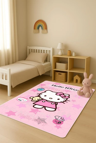 Parlak Kadife Kumaş Dijital Baskı Dot Kaymaz Tabanlı Çocuk ve Genç Odası Halısı H0597 RENKLİ 80 X 300 ürün görseli