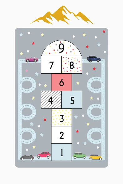 Parlak Kadife Kumaş Dijital Baskı Dot Kaymaz Tabanlı Çocuk ve Genç Odası Halısı H0751 RENKLİ 180 X 280 - Resim 3