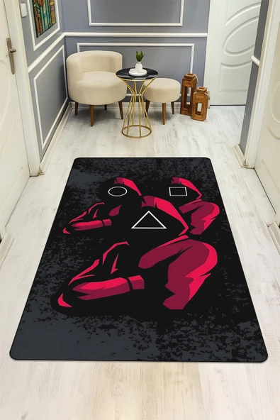 Parlak Kadife Kumaş Dijital Baskı Dot Kaymaz Tabanlı Çocuk ve Genç Odası Halısı H0533 RENKLİ 100 X 300 - Resim 2