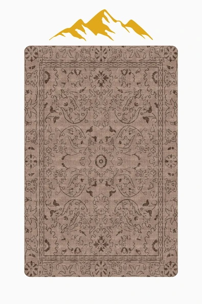 Parlak Kadife Kumaş VINTAGE Dijital Baskı Dot Kaymaz Tabanlı Halı H0833 RENKLİ 200 X 300 - Resim 3