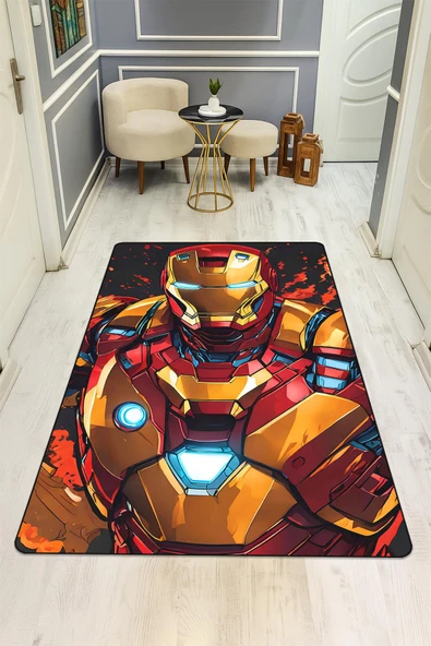 Parlak Kadife Kumaş Dijital Baskı Dot Kaymaz Tabanlı Çocuk ve Genç Odası Halısı H0580 RENKLİ 100 X 300 - Resim 2